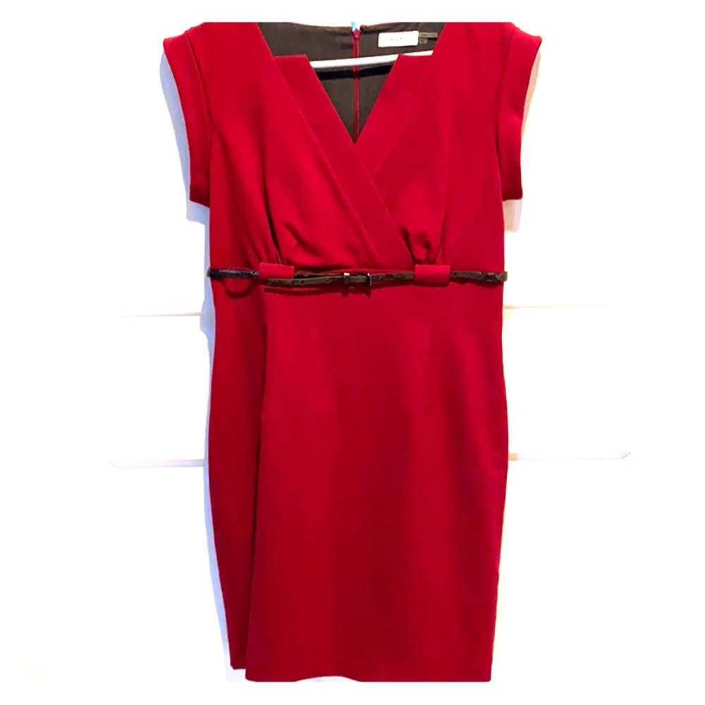 Calvin Klein Burgundy Wine Belted dress. Sz 10.